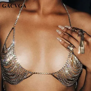 GACVGA 2019 Vara Sexy Aur Paiete Femei Sutien bustiera Femei Petrecere Scurt Sutienul cu Diamante Beach Bralette Rezervor Topuri de Cultură