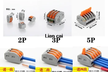 35Pcs conector Kit în cutie Terminal Bloc Maneta de Blocare Clemă PCT 212 213 215(412 413 415) Universal Compact Cabluri de Sârmă Conector