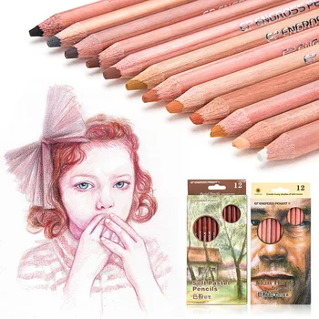 12pcs Pastel Creion Set Profesional de Pictură Pulbere de Culoare Piele de Culoare Pastel Creion pentru Artist Desen de la Școală și Rechizite de Birou