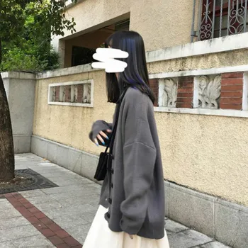 Cardigan Femei Singur Pieptul V-neck All-meci de Agrement de sex Feminin coreeană Ulzzang Streetwear Elegant, la Modă în Vrac Plus Size 2XL Chic