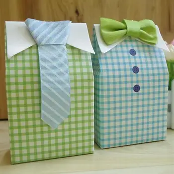 50 buc Omul Meu Mic Arc Albastru Cravată Verde Naștere prima comuniune Băiat Copil de Dus Candy Bag Favoruri de Nunta Cutie de Bomboane Pungi de cadouri