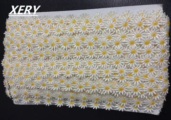 1.2 cm margarete albe și galbene dantelă solubil în apă, daisy tunderea de dantelă,mici daisy floare dantelă,XERY13301