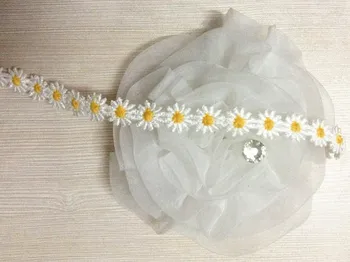 1.2 cm margarete albe și galbene dantelă solubil în apă, daisy tunderea de dantelă,mici daisy floare dantelă,XERY13301