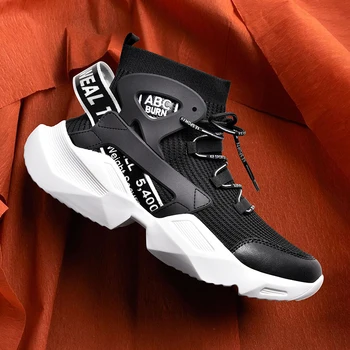 Inaltime-Top Respirabil Pantofi pentru Bărbați Pantofi Platforma Stil Nou Tata Pantofi Casual, Ușor Respirabil de Înaltă Top Ciorap Adidași Alb