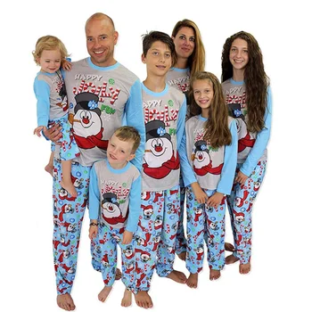 Familie De Potrivire Tinuta Mamă De Copil De Două Piese Cu Mânecă Lungă Pentru Băieți Și Fete De Bumbac Om De Zăpadă De Crăciun De Imprimare T-Shirt, Pantaloni De Pijama
