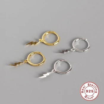 Aide Argint 925 Moda Fulger Pandantiv Mic Hoop Cercei pentru Femei Bijuterii Fine de Aur de Argint Mark Cercei Cadou