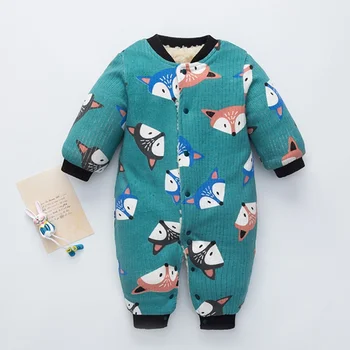 PatPat Nou Sosirea Iernii Copilul Cald Fox Provideri de Lână Salopeta Copil, Băiat și Fată de Haine-O singură Bucată de Culoare Verde