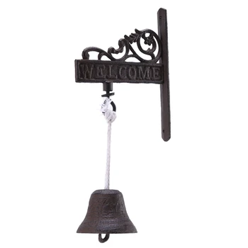 Fonta Perete Bell Stil Rustic Manual Tremura Agățat de Perete Usa de Exterior Montat pe Perete Clopot pentru Grădină Terasă