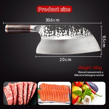 8-inch Chineză Cuțit Bucătar-șef de Gresie Mână-forjat Cuțit de Bucătărie din Oțel Inoxidabil Satâr de Carne de Pește Sacrificare Cuțit