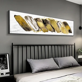 Rezumat banner noptiera albastru de aur panza pictura postere și de imprimare arta de perete moderne imagine pentru camera de zi dormitor decor acasă