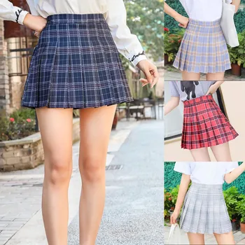 Fete Scurta Plisata in Carouri coreean Slim Fit Talie Mare Stil Preppy Imperiul Fuste Femei de Moda Mini Fusta a-line