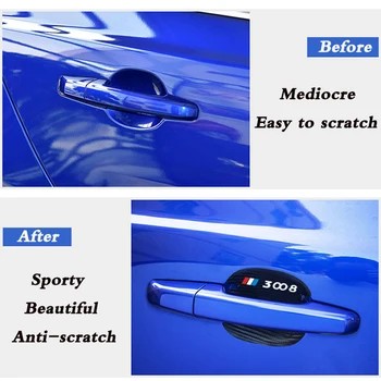 4 Buc Mâner Auto masini de Protecție autocolant Fibra de Carbon, piele Mâner Portieră Adeziv pentru peugeot 3008 gt 2018 2019 accesorii
