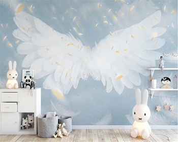 Beibehang Personalizate nouă pene albe aripi tapet living cu TV tapet de fundal gazete de perete decor acasă papier peint