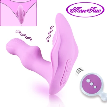 Silicon Moale Usor De Purtat Fluture Dildo Vibrator Pentru Femei Masturbator Stimulator Clitoris Sex Feminin Anal Vibrator Chilotei Jucarii Sexuale