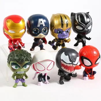 Avengers Spiderman Gwen Stacy Venin Thanos Hulk, Captain America, Iron Man, Black Panther Figurine Jucarii 8pcs/set
