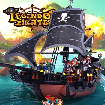 Black Pearl Gudi 652Pcs Pirati Nava Din Caraibe mari Modele de Cărămizi, Blocuri Jucarii Cadou Compatibil Playmobil