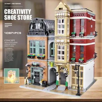 16001 MOC Streetview Jucării De 10005 Magazin de Pantofi Model de Asamblare a Condus Kituri de Blocuri Caramizi Copii Jucării de Crăciun Cadou
