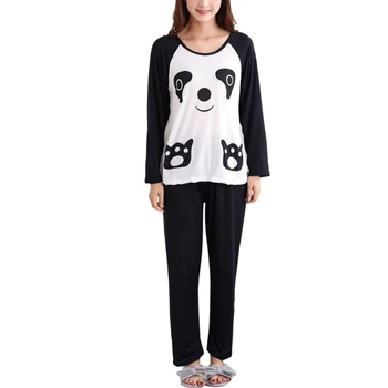 Cupluri Toamna Panda Desene animate cu Maneca Lunga Pulover de Pijama Set de Pijamale Casual JUN14