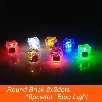 Runda Cărămizi Lampă cu LED-uri emițătoare de Lumină 2x2dots Blocuri Jucarii Caramida Lampa Părți Dublu LED Flash de Lumină Șapte Culori copil cadouri