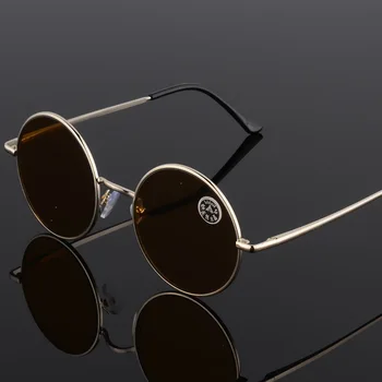 Cubojue Sticlă de Ochelari de Citit Bărbați Femei dioptrii ochelari de Soare de sex masculin 1.0 1.5 2.0 2.5 rotund anti scratch maro negru lentila clara