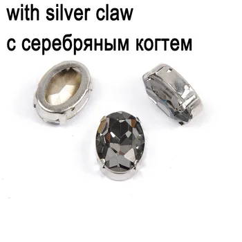 CTPA3bI Cristale Negre de Sticlă de Diamant Oval Coase Pe Pietricele de Argint Jos Cristal de Cusut DIY Bijuterii Rochie de Mireasa Decor