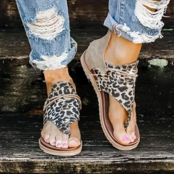 Vara Femei Sandale Turma Platforma Animal Print Cu Toc Plat Peep Toe Moda Casual Plajă Feminin Doamnelor Pantofi De Zapatos De Mujer