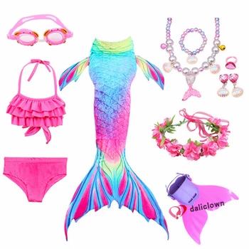 Noi Fetele Înot Coada De Sirena Cu Monofin Flipper Costum De Sirenă Cosplay Copii Copil De Costume De Baie Fantasy Beach Bikini Set
