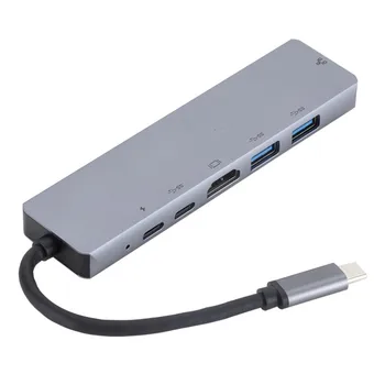 6 În 1 de Tip c Stația De Andocare compatibil HDMI HUB placa de Retea Gigabit RJ45 + PD USB de Încărcare Multi-funcția de Hub ZT