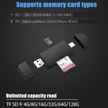 Tip C & micro USB si USB 3 În 1 OTG Card Reader High-speed USB2.0 Universal OTG TF/SD pentru Android Calculator Antete de Extensie