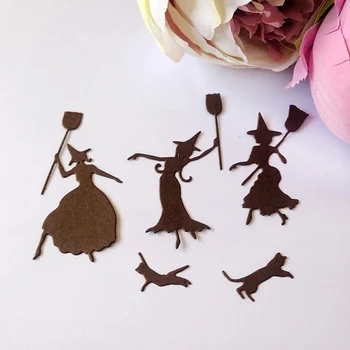 Halloween dans vrăjitoare set Tăiere a Metalelor, Matrițe, pentru DIY Scrapbooking Cărți de Hârtie Decorative moare Relief Mor Reduceri