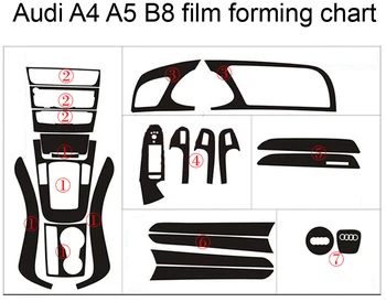 Pentru Audi A4 B8 2008-2016 Interior Panou de Control Central Mânerul Ușii 3D/5D Fibra de Carbon Autocolante, Decalcomanii Auto styling Dotari