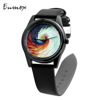 Enmex Individualizarea design steel ceas 3D Curcubeu cadă cu design creativ Pictură în Ulei de moda cuarț ceas