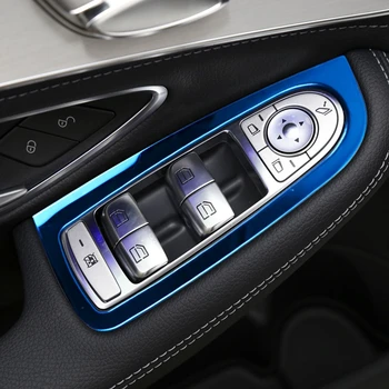 Geam mașină de Ridicare Butoane Cadru Decorare Autocolant Pentru Mercedes Benz C Class W205 GLC-2020 LHD Ușa Cotiera Decalcomanii