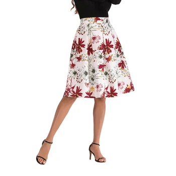 Neophil Tipărite Cutat Talie Inalta Midi Fuste Femei 2020 Iarna Moda Vintage Stil Floral Doamnelor Nou Satin Femme Saia S9116