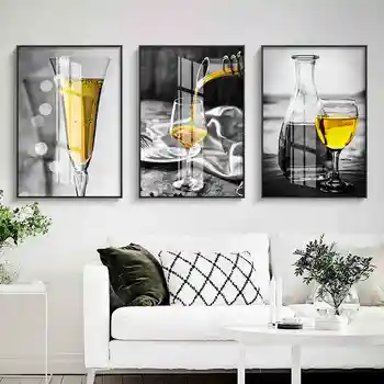 Modern Pahar De Vin Poster Canvas Tablouri, Pictate De Bucătărie Postere Foto Printuri De Arta De Perete Imagine Sufragerie Decor Acasă