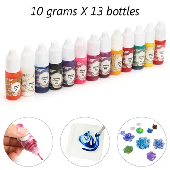 13 Sticle x 10g Practice Epoxidica Rasina UV Colorant Colorant Colorant Pigment DIY Manual DIY Meșteșug Consumabile 13 Culori Nici un Miros