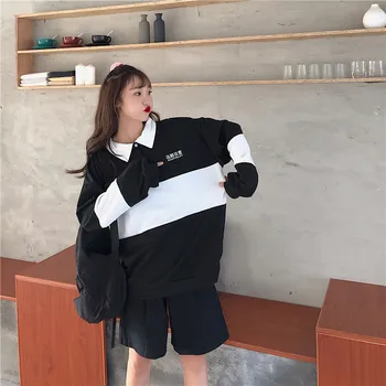 NOI 2020 Moda Femei hanorace Largi Casual POLO guler pulover stil Preppy caracter Chinezesc plus dimensiune largi de sex feminin topuri