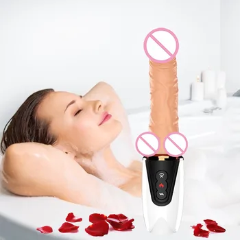 Încălzire Telescopic Vibratoare Penis Artificial Sex Machine G-Spot Vibrator Vagin, Clitoris Stimula Intim Bunuri Adult Jucarii Sexuale Pentru Femei