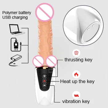Încălzire Telescopic Vibratoare Penis Artificial Sex Machine G-Spot Vibrator Vagin, Clitoris Stimula Intim Bunuri Adult Jucarii Sexuale Pentru Femei