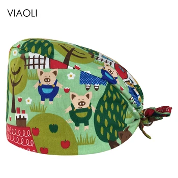 VIAOLI-Coada minunat pălărie reglabil scrub pălărie de Animale desene animate de imprimare bonetă salon de Frumusete de lucru Curat pălărie scrubs munca pălării