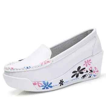TIMETANG Vânzare Fierbinte Nouă Femei din Piele Pantofi Platforma Wedges White Lady Pantofi casual Leagăn mama dimensiunea de pantofi pentru 35-40 C220