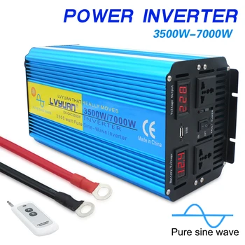 3500W/7000W Pure Sine Wave Inverter DC12V LA AC 220V/230V/240V LED Tensiune de Afișare Dual Universal UE Soclu de Control de la Distanță