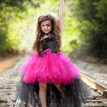 Fata Rockstar Regina Rochie de Crăciun și Costume de Halloween Little Girl Dress Rochie din Tul care se Prăbușește Rochie de Ziua de naștere