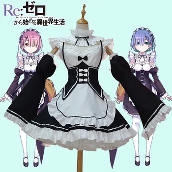 Re Zero Kara Hajimeru Isekai Seikatsu Rem Ram Cosplay Costum pentru Femei Anime Costum Servitoare Animație Joc Roleplay Pentru Îmbrăcăminte