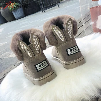 2019 Noi Femeile Zăpadă Iarna cizme de catifea Căptușit ShoesBoots în aer liber blana Ține de Cald Pantofi de sex Feminin Solid Ghete Casual