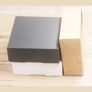 NOI 10buc /lot 12x12x4.5cm alb/negru/ kraft hârtie de culoare bomboane de nunta petrecere de aniversare sau alimente box cutie de cadou de crăciun