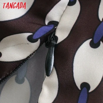 Tangada Femei Retro Geometrie Print Crop Bluza cu Maneca Lunga Elegante Femei Casual Camasa Blusas Femininas XN74