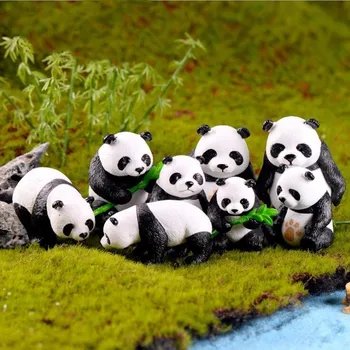Panda Set de Animal Garden Home Decor Bonsai Mini Toy Miniatura pvc Ornamente artizanale Micro Decor DIY Decorare Tort
