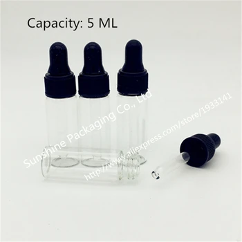 50pcs/lot 5 ml din Sticlă Transparentă Uleiuri Esențiale Sticla Dropper Sticle Returnabile Clar Dropper Sticle de Sticlă Flacoane de Parfum