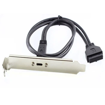 USB 3.0 20Pin de sex Feminin la femei Tip C Port ATX Cablu de Extensie Cablu Placa de baza cu Panou de Suport Negru pentru Desktop